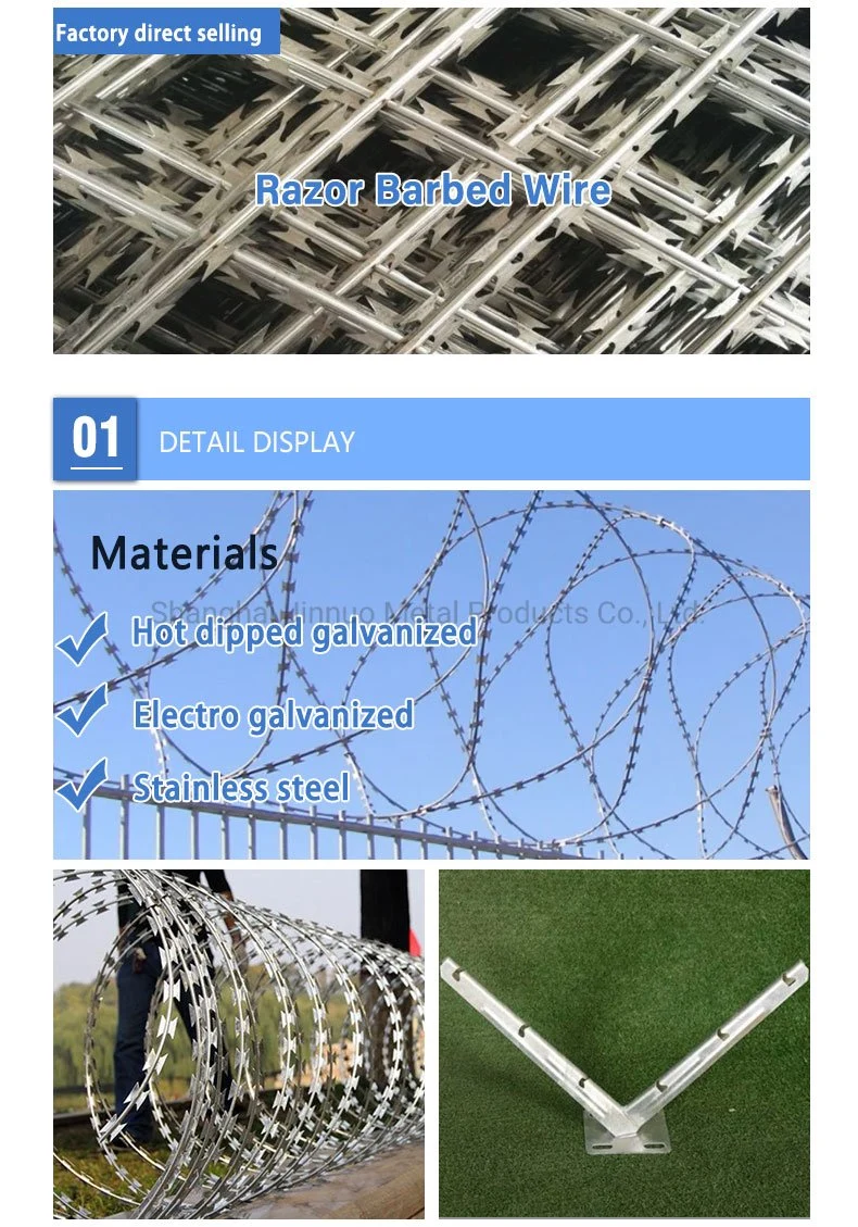 Galvanized PVC Stainless Steel Concertina Razor Barbed Wire Bto-22 Bto-60 Cbt-65 Fencing Wire Price